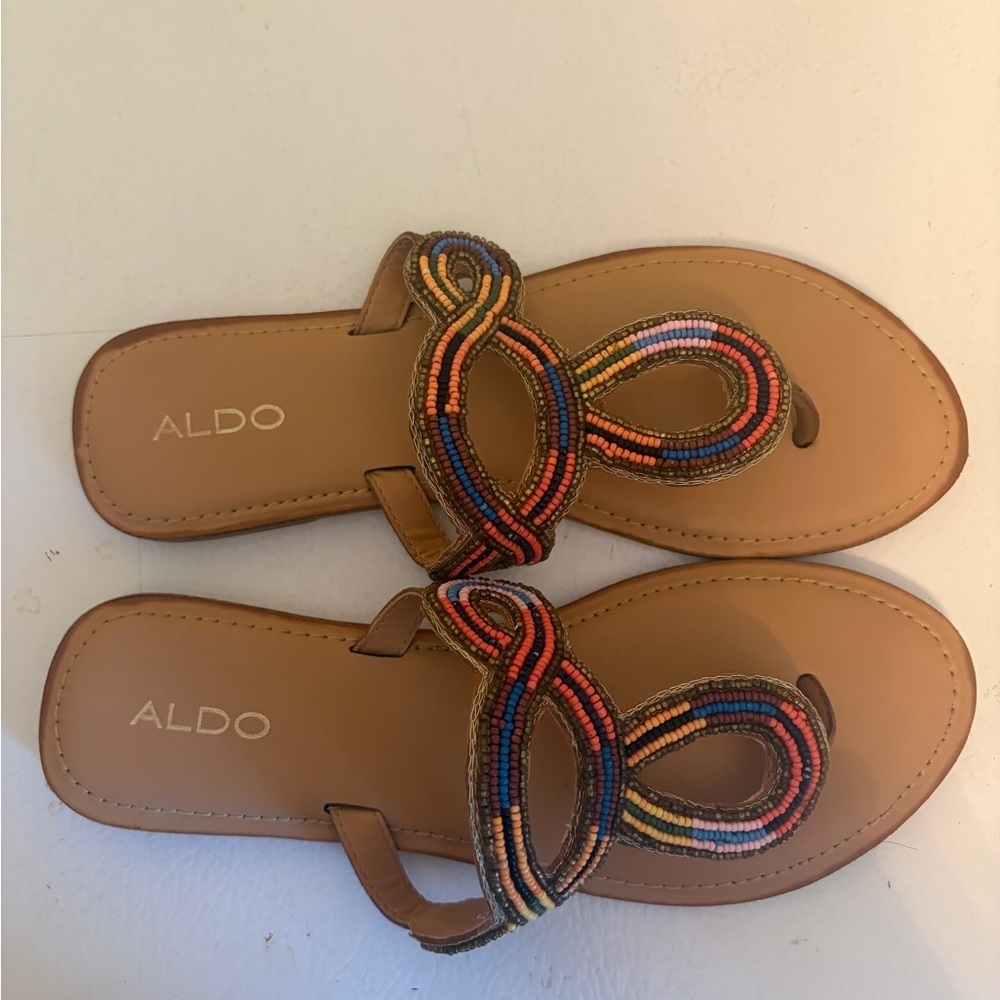 Aldo Women's Beaded Tan Sandals